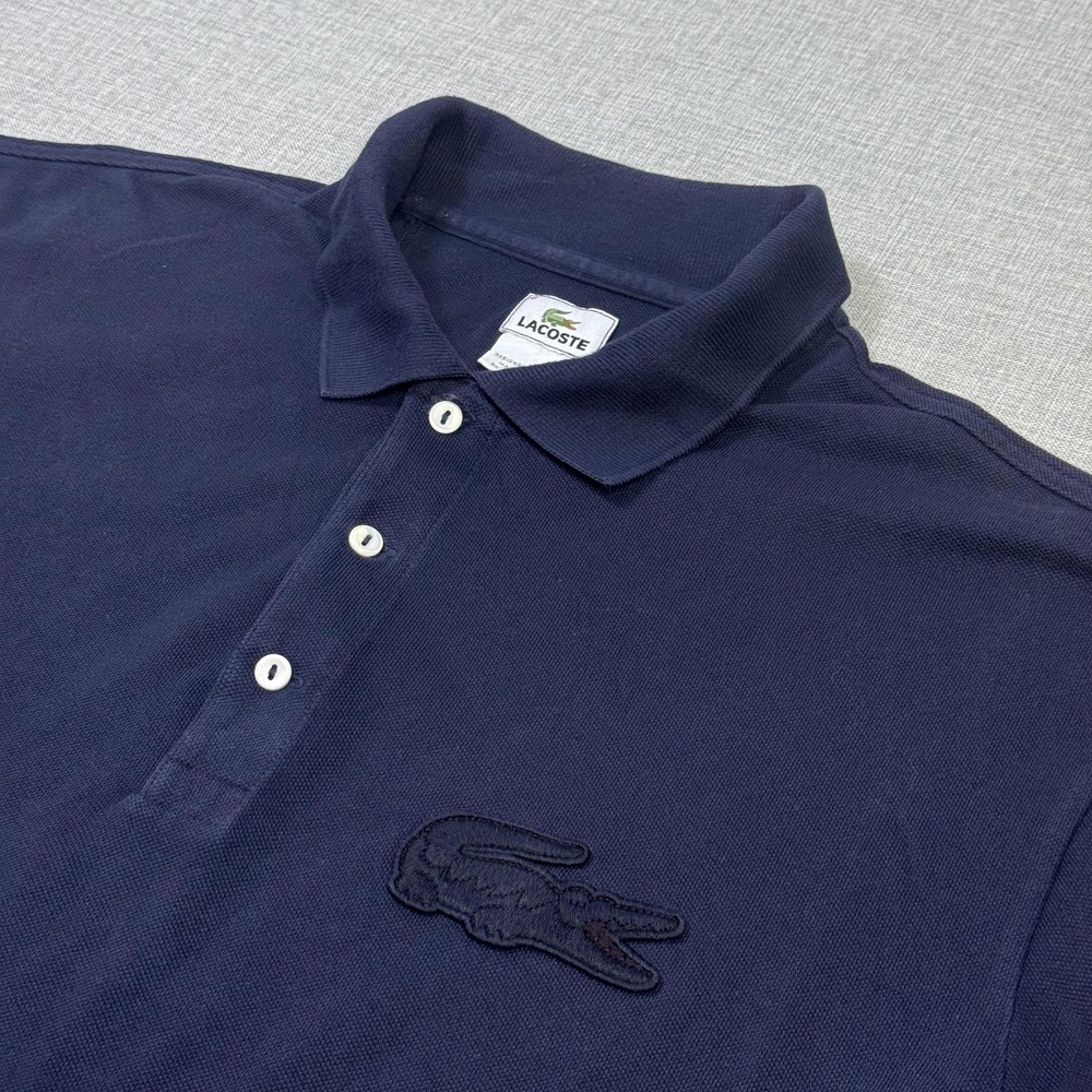 Lacoste Big Croc Patch Short Sleeve Polo Shirt Mens 3XL (8) Blue 100% Cotton
